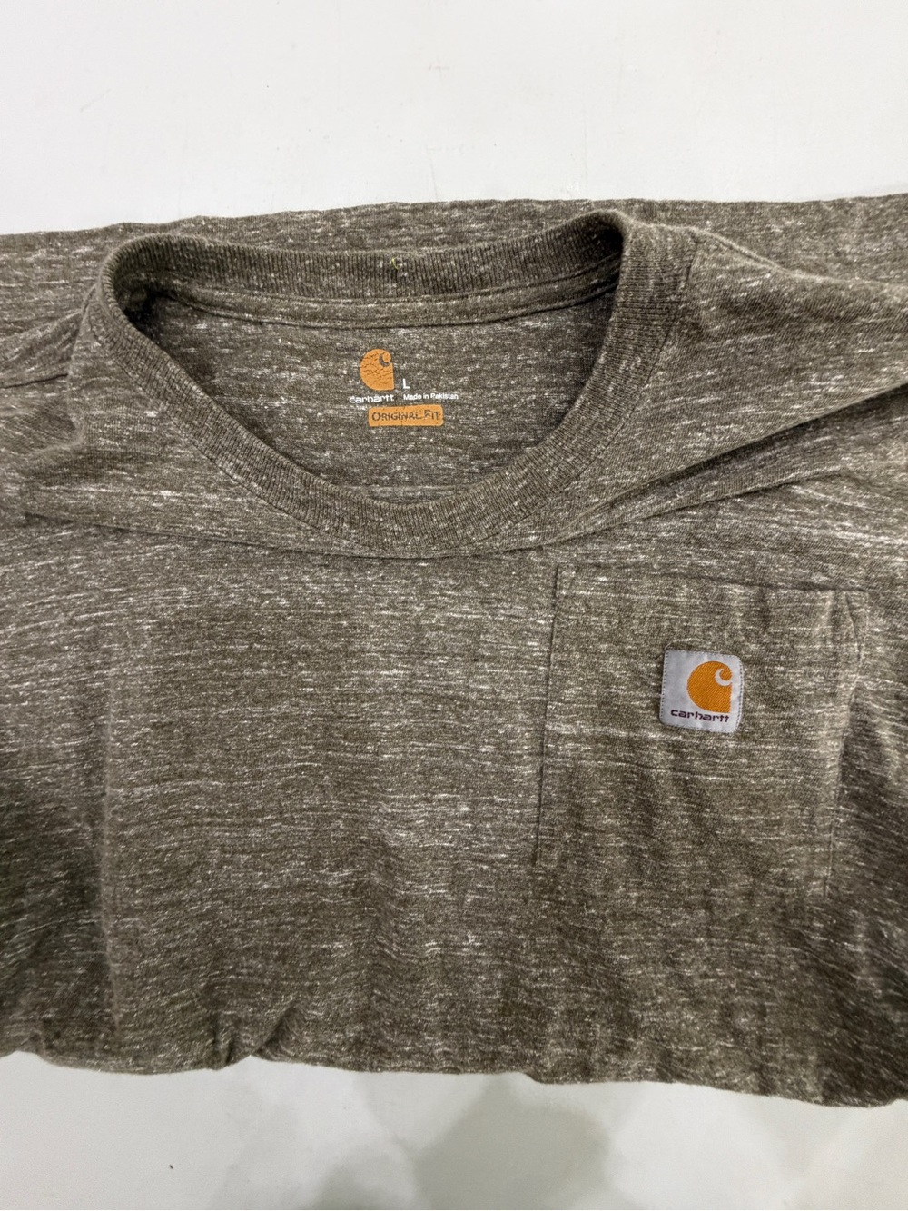 Carhartt Short-Sleeve Pocket Tee in Olive/Brown Heather - Picture 2 of 3